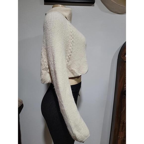 12th Tribe No Chill Ivory Crop Knit Ribbed  Sweater- S/M NWT #R1 - Picture 5 of 9